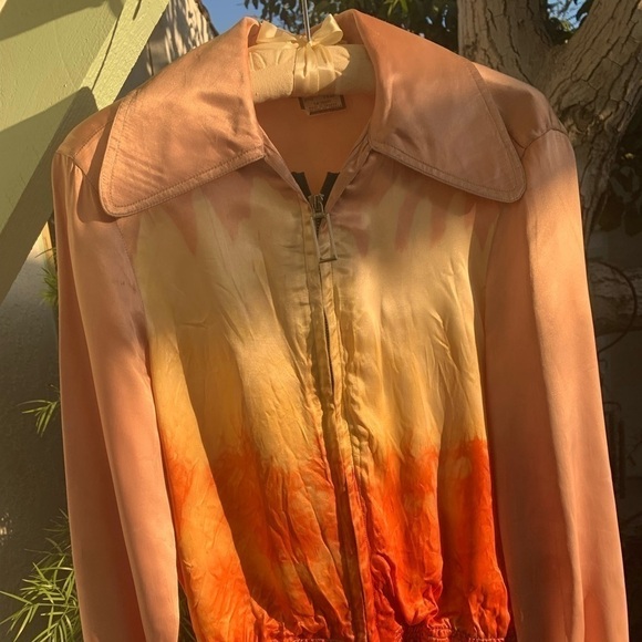 Vtg Tie Dye Crop Jacket with Collar | Pink, Orange. Yellow Gradient | S | Bomber - Picture 16 of 16